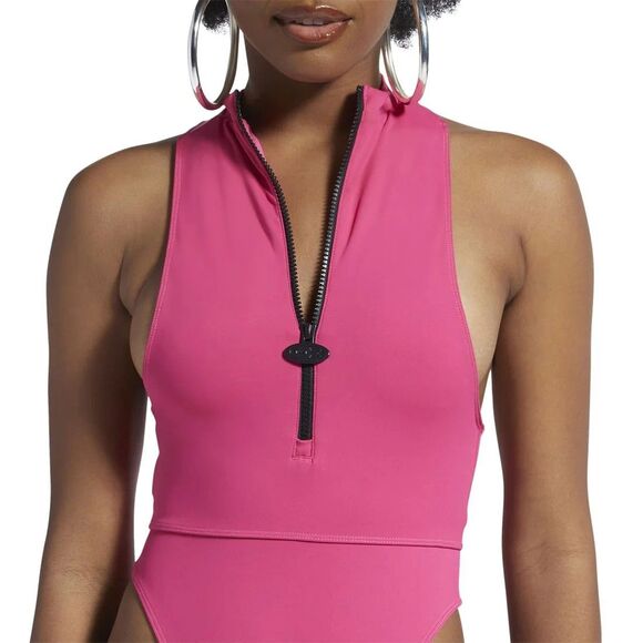 Reebok x Cardi B Hot Pink Reversible Zip-Up Cut Out Workout Bodysuit NWT RARE - Picture 1 of 15